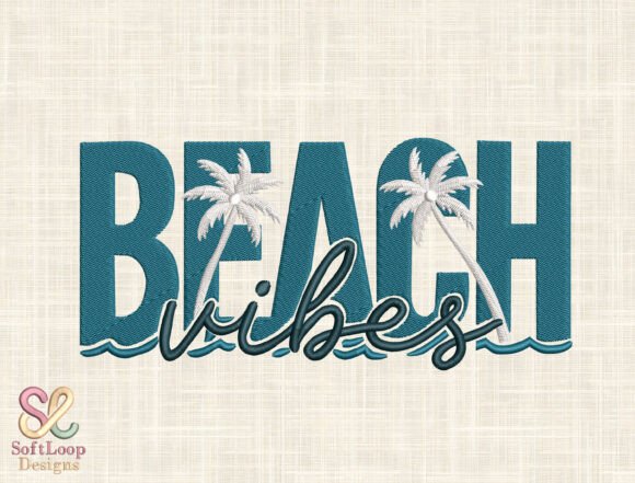Beach Vibes Embroidery Design: Coastal Aesthetic