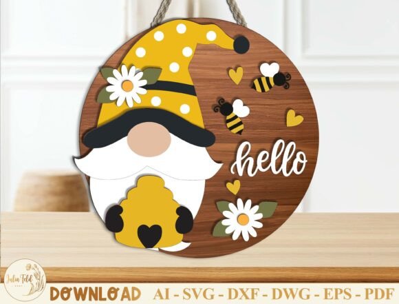 Charming Daisy Gnome Door Hanger: A Laser Cut SVG Design