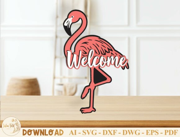 Flamingo Welcome Sign: A Tropical Laser Cut SVG Design