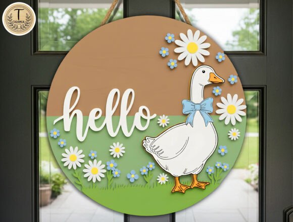 Hello Spring Round Sign: A 3D Layered Laser Cut Design