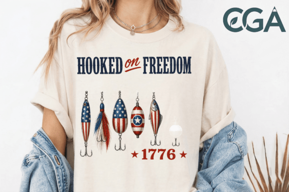 Hooked on Freedom: A Patriotic Fishing PNG for Bold Design