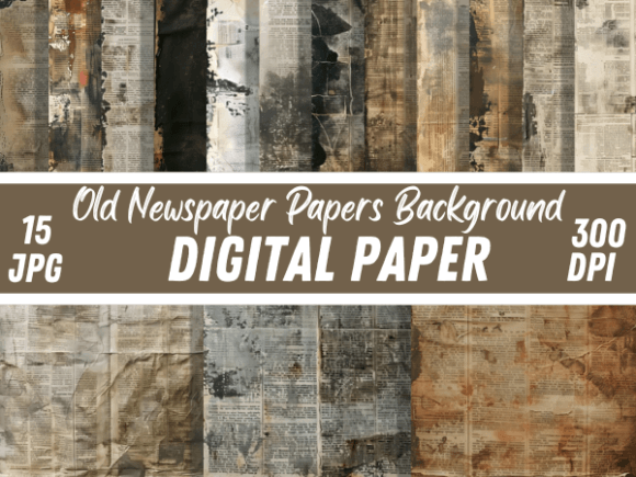 Old Newspaper Vintage Retro Junk Journal Design Assets