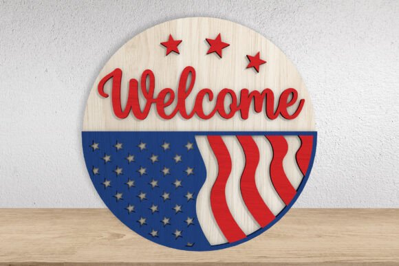 Patriotic American Flag Welcome Sign: Elevate Your Design