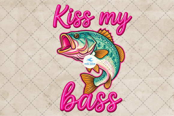 Preppy Kiss My Bass Fishing Summer PNG: A Design Asset with Vibrant Personality