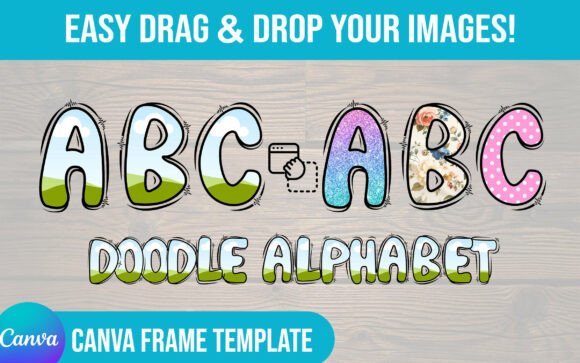 Valentine Canva Frame Doodle Alphabet: Creative Design Asset