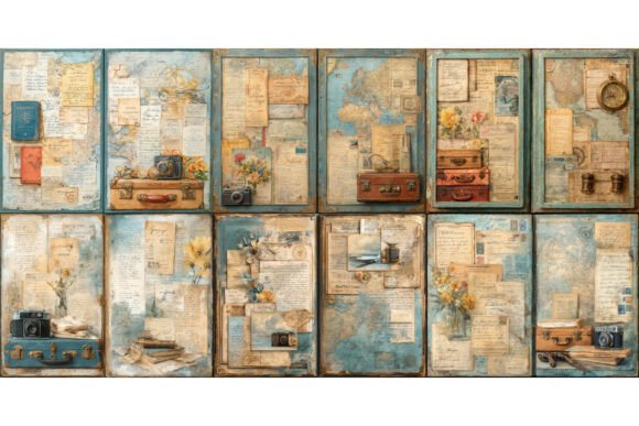 Vintage Travel Junk Journal Kit: Nostalgic Design Assets